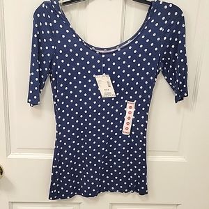 Women's Blue/White Polka dot Top